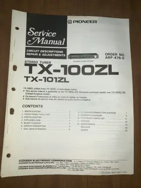 TX-100ZL PIONEER Stereo Tuner Service Manual