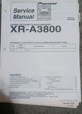 XR-A3800 PIONEER Receiver Repair Service Manual