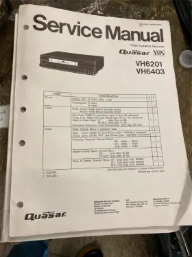 VH6201 QUASAR Vhs Video Cassette Recorder Vcr Repair Service