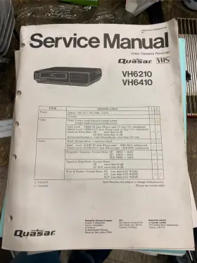 VH6210 QUASAR Vhs Player Service Book Manual Repair