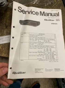 VH6425 QUASAR Vhs Video Cassette Recorder Vcr Repair Service