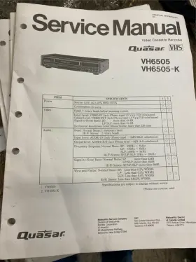 VH6505 QUASAR Vhs Video Cassette Vcr Repair Service Book