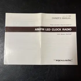 12-1568 RADIOSHACK Radio Manual Am Fm Led Clock