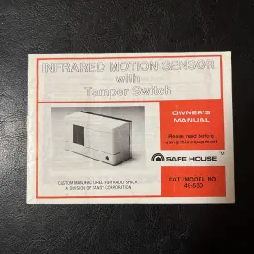 49-530 RADIOSHACK Radio Manual Infrared Motion Sensor Tamper