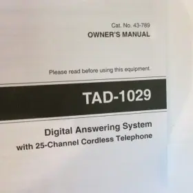 TAD-1029 RADIOSHACK Radio Digital Answering Owners Manual #2