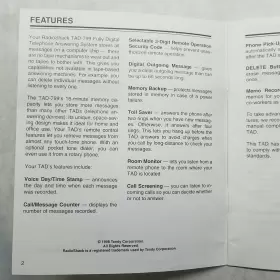 TAD-799 RADIOSHACK Answering Owners Manual #3
