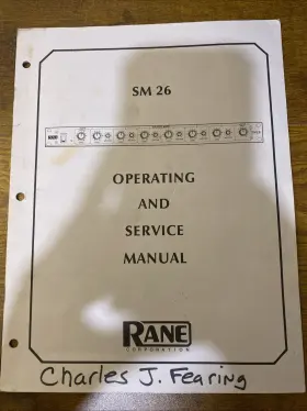 SM26 RANE Operating Service Manual User