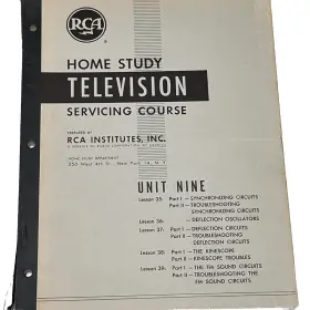 Rca /1952 /1953 Home Study Television Servicing Course Unit