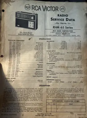 RHM-65 RCA Victor Radio Service Data File
