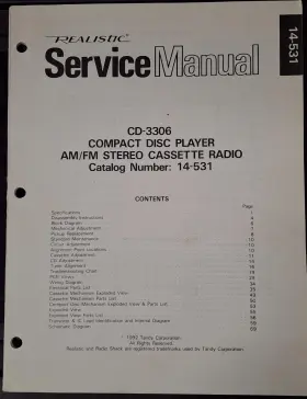 14-531 REALISTIC Cd Cassette Player Radio Service Manual