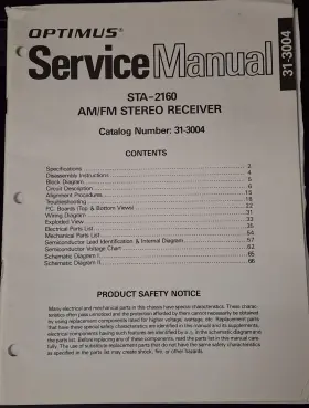 31-3004 REALISTIC Optimus Am Fm Stereo Receiver Service