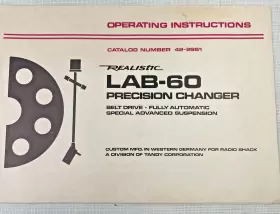 LAB-60 REALISTIC Precision Changer Turntable Instruction