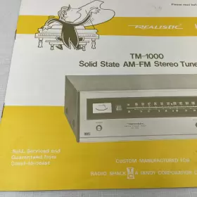 TM-1000 REALISTIC Solid Am Fm Tuner Receiver Instruction #2