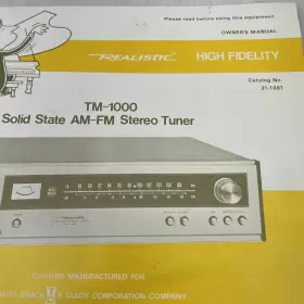 TM-1000 REALISTIC Solid Am Fm Tuner Receiver Instruction #3