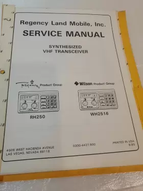 RH250 REGENCY Land Mobile Manual Synthesized Vhf Transceiver