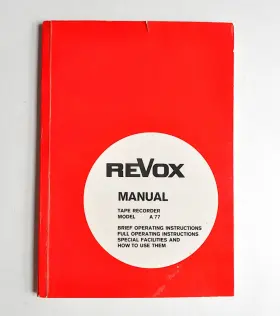 18.103.869 REVOX Owners Operating Manual Reel Tape Recorder
