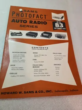 AR-83 SAMS Howard Photofact Auto Radio Service Manual