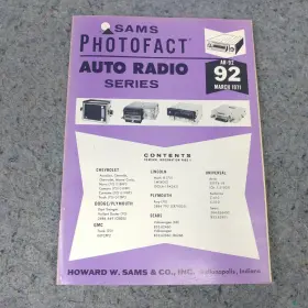 AR-92 SAMS Service Manual Photofact Auto Radio Vol
