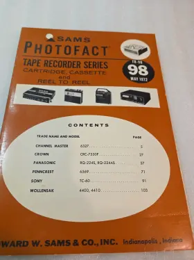TR-98 SAMS Photofact Tape Recorder Sony Panasonic