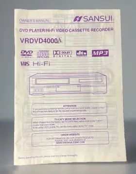 2A70101C SANSUI Dvd Player Fi Cassette Recorder Owners Manual