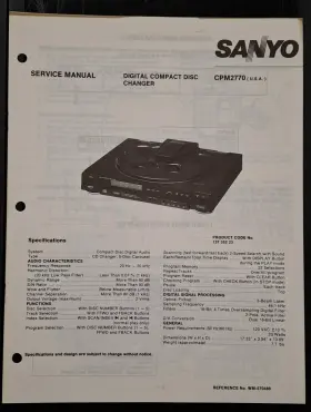 CPM2770 SANYO Digital Disc Changer Service Manual