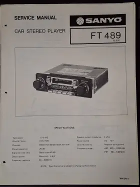 FT-489 SANYO Car Stereo Player Service Manual Notice