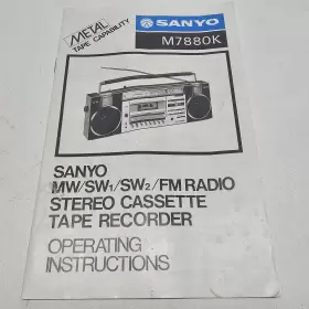 M7880K SANYO Stereo Cassette Tape Recorder Operating