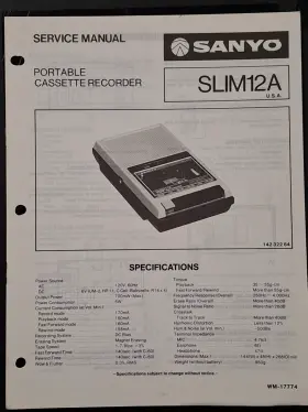 SLIM12A SANYO Cassette Recorder Service Manual
