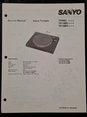 TP880 SANYO Stereo Turntables Service Manual