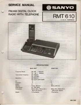 WM-11257 SANYO Rmt Service Manual Repair Book Am Fm Clock