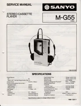 WM-12017 SANYO Stereo Cassette Player Service Manual