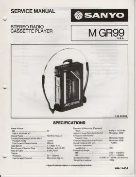 WM-14434 SANYO Stereo Radio Cassette Player Service Manual
