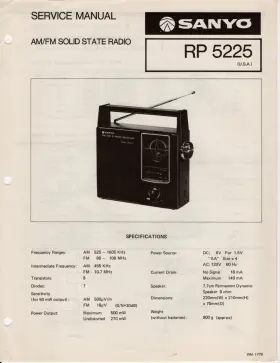 WM-1779 SANYO Am Fm Solid Radio Service Manual