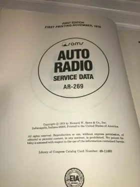 AR-269 SASMS PHOTOFACT Sams Auto Radio Schematics Service #3