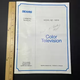 14910 SEARS Television Tv Owners Instruction Manual #3