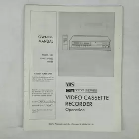 934.53292650 SEARS Roebuck Video Cassette Recorder Vhs Manual