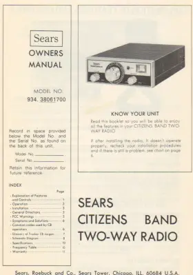 CM-2378SA SEARS Manual Channel Cb Radio