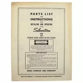 101.772-1 SEARS ROEBUCK COMPANY Silvertone Radio Manual Tube
