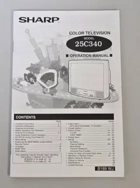 25C340 SHARP Television Operation Manual