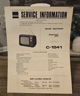 C-1541 SHARP Television Service Data Chassis