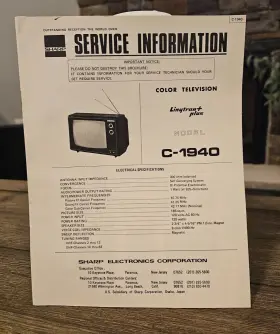 C-1940 SHARP Television Service Data Chassis