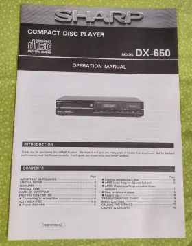 DX-650 SHARP Disc Player Operation Manual
