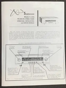 S-2200 SHERWOOD Tuner Owners Service Manual Photocopy
