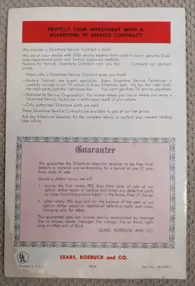 38-6325-0 SILVERTONE Sears Silverstone Television Owners Quad #2