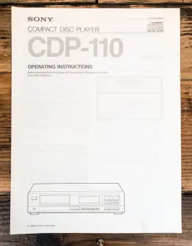 CDP-110 SONY Cd Player Owners User Manual