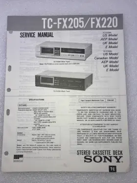 FX205-FX220 SONY Repair Service Manual Stereo Cassette Deck