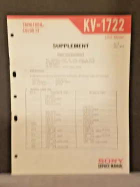 KV-1722 SONY Trinitron Supplement Service Manual