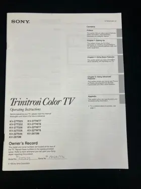 KV-27TS29 SONY Trinitron Tv Page Owners Manual