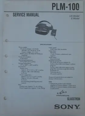 PLM-100 SONY Service Manual Glasstron