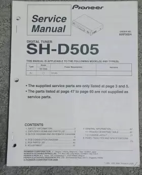 SH-D505 SONY Digital Tuner Service Repair Manual